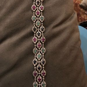 diamond, sapphire, garnet, emerald bracelet